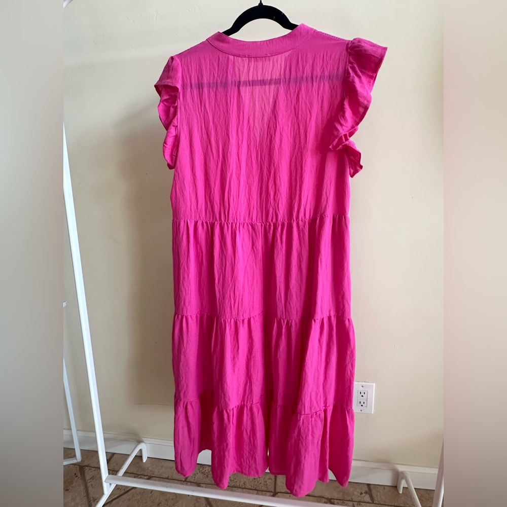 Pink Ruffle Sleeve Dress - Picture 2 of 3